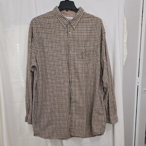 Columbia Men's 3XT Tan Plaid Button Down Shirt w/ Chest Pocket